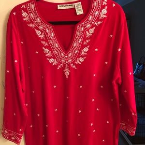 Cathy Daniels Embroidered Knit Top